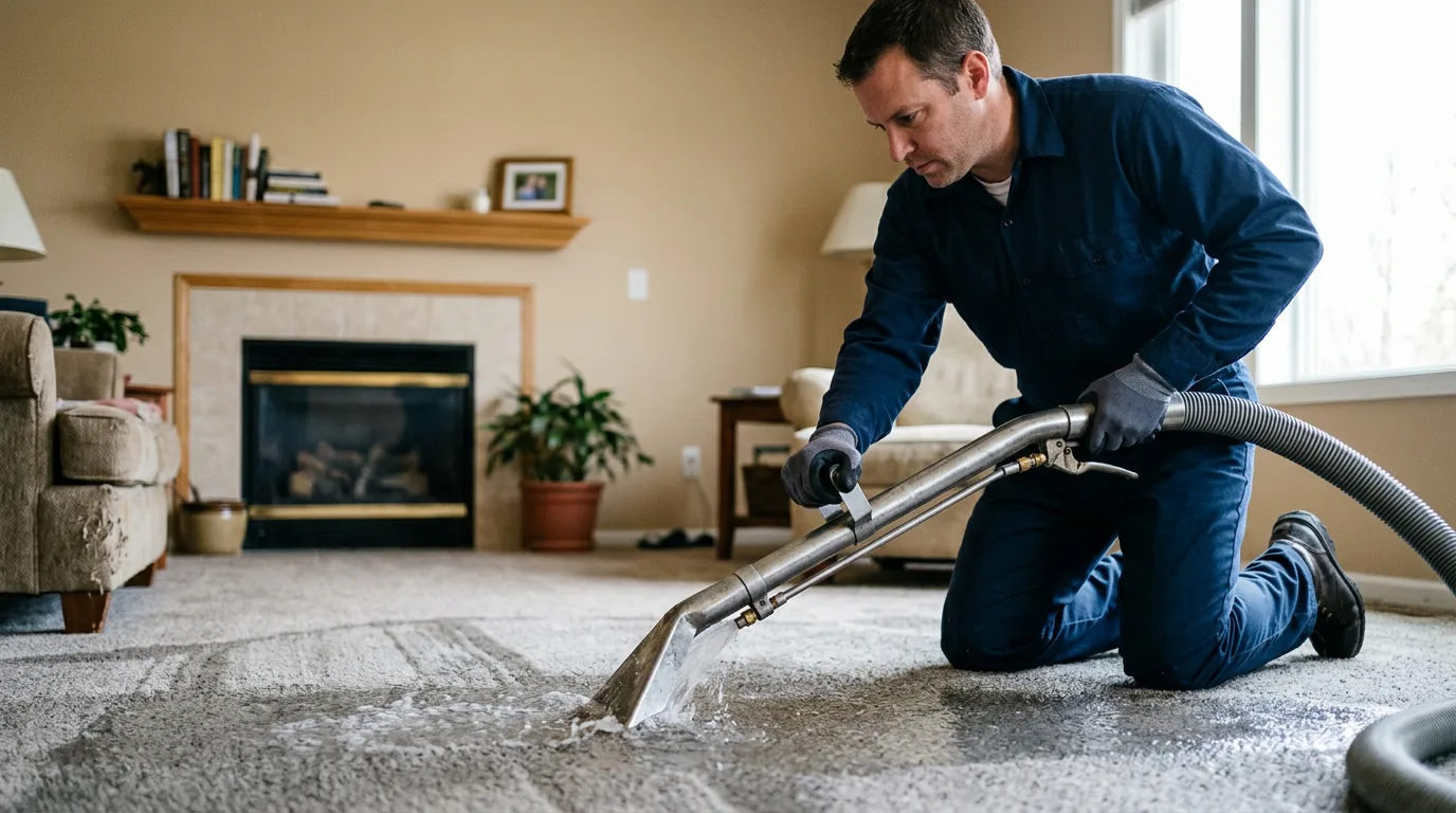 Water damage restoration technician working near Weaver, AL